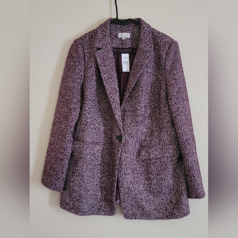 NWT size 14 LOFT Purple Tweed Blazer